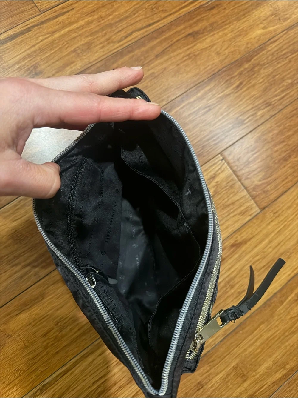Victoria's Secret Black Cosmetic Pouch with Metallic Script
